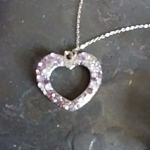 Faux Amethyst heart Necklace, Earrings, n Ring